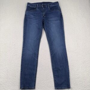 Bonobos Jeans Men's 32x32 (32x31) Tailored Fit Straight Whiskered Denim Blue